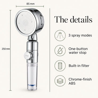 Filtered Handheld Shower Head with 3 Spray Modes